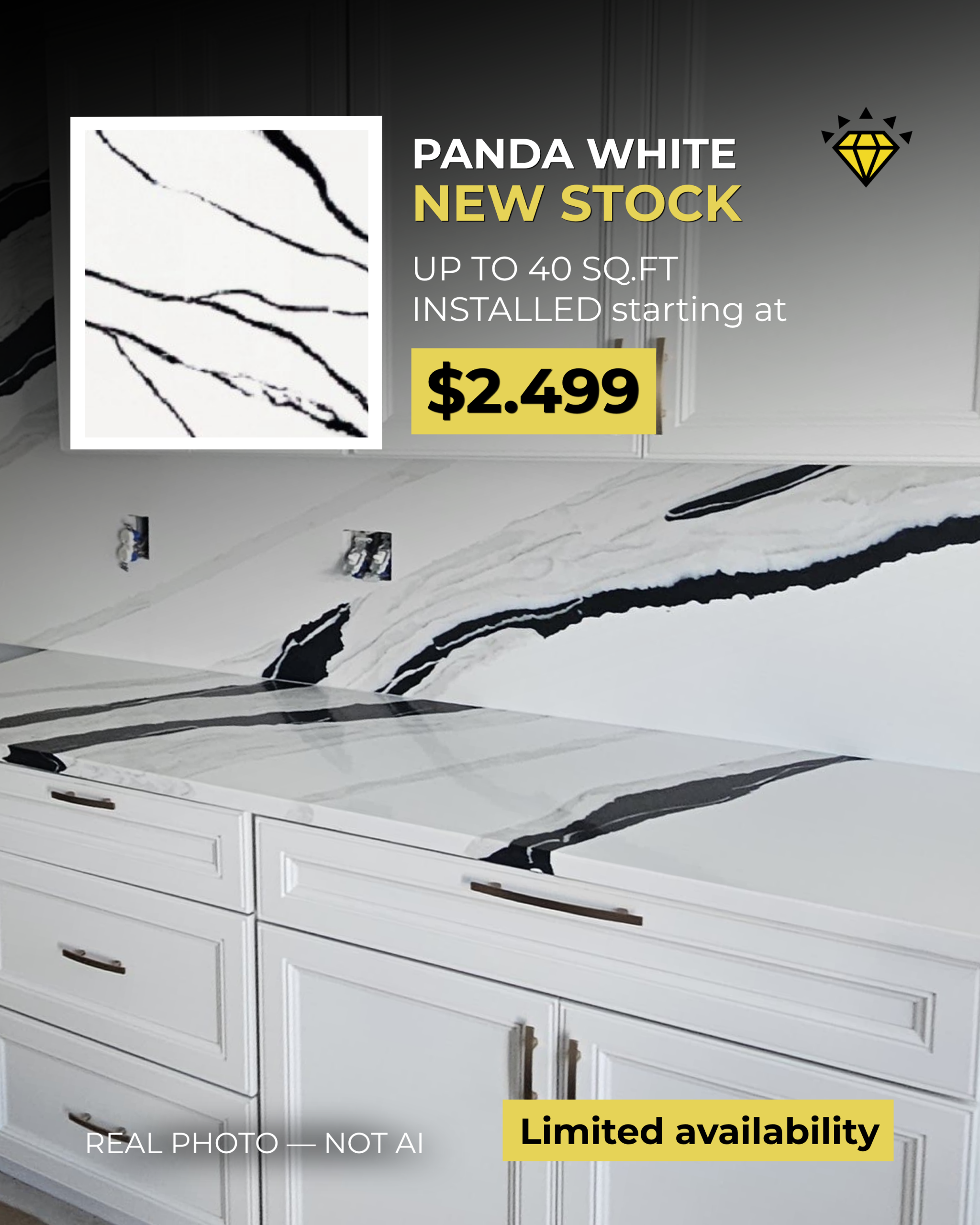 Panda White quartz countertop special